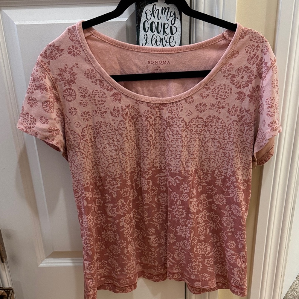 Sonoma Blush Floral Short Sleeve Top